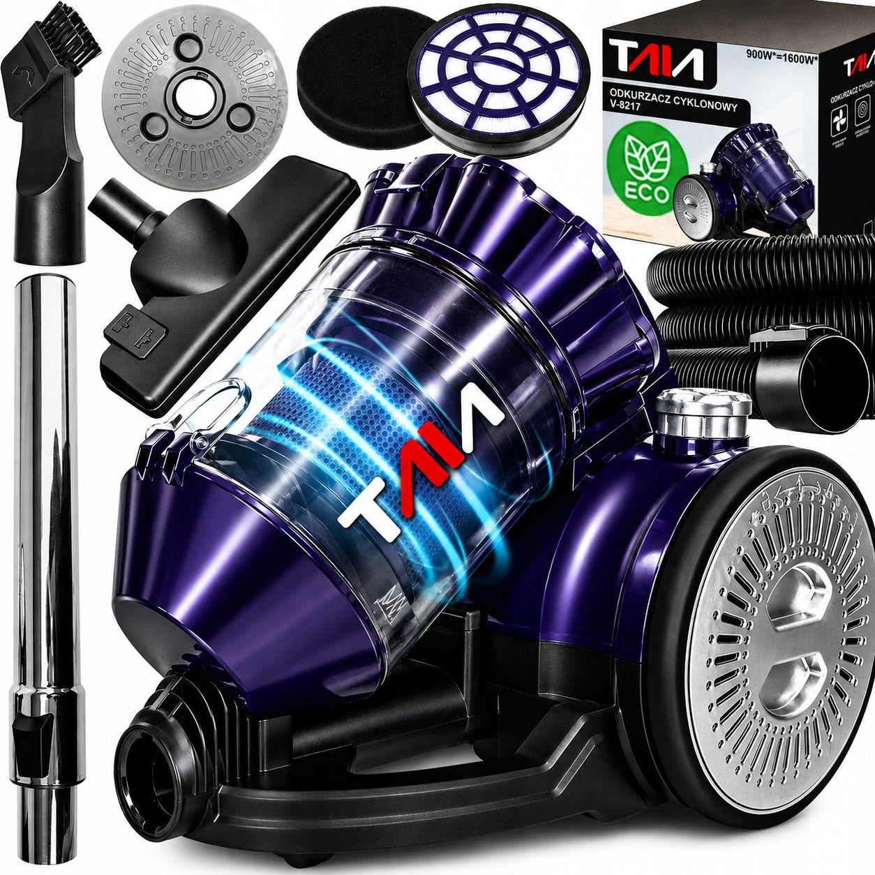 CYCLONE VACUUM CLEANER BAGLESS FILTER HEPA TANK 3L TAIA TURBO POWER