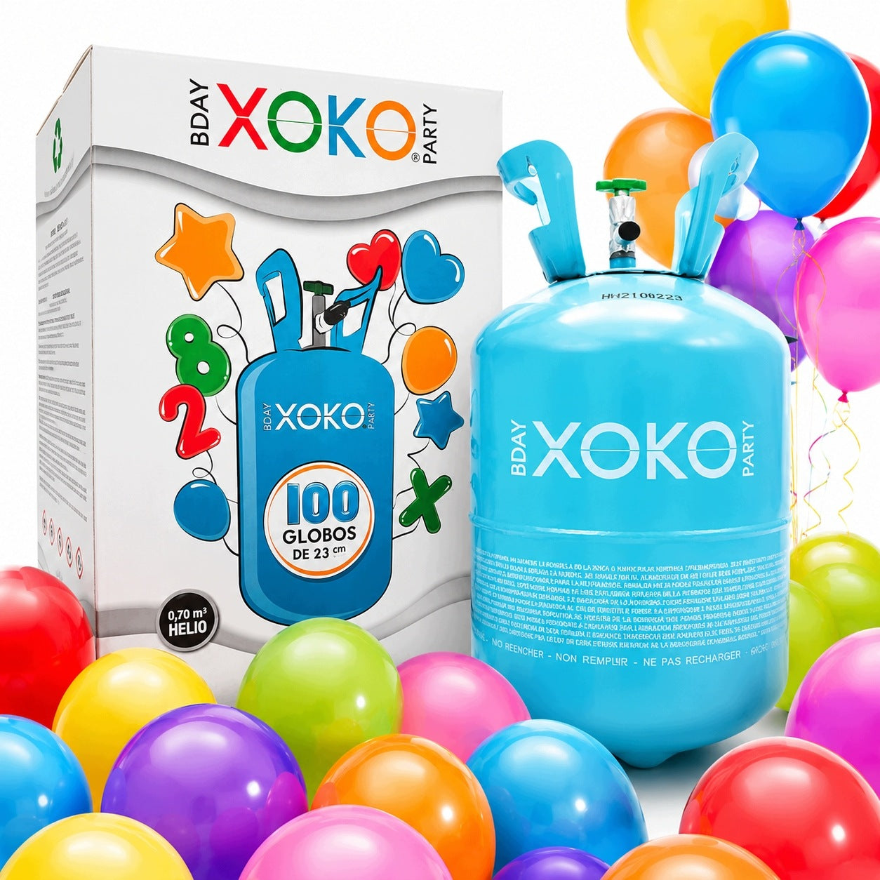 CYLINDER WITH HELIUM XOKO 0,70 m3 FOR 100 BALLOONS HELIUM FOR BALLOONS BIRTHDAY PARTY
