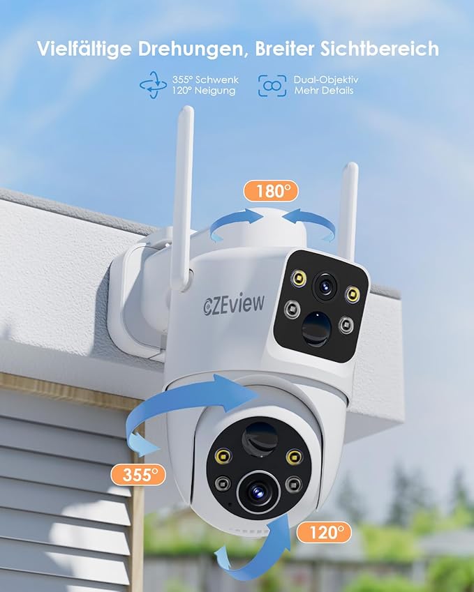 CZEview G6 4MP Wireless WiFi, Outdoor 360° Solar Camera Packaging status original