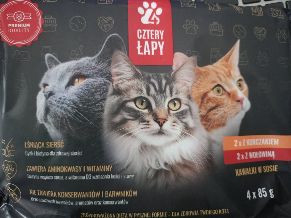 CZTERY ŁAPY WET CAT FOOD SACHETS 4 X 85G