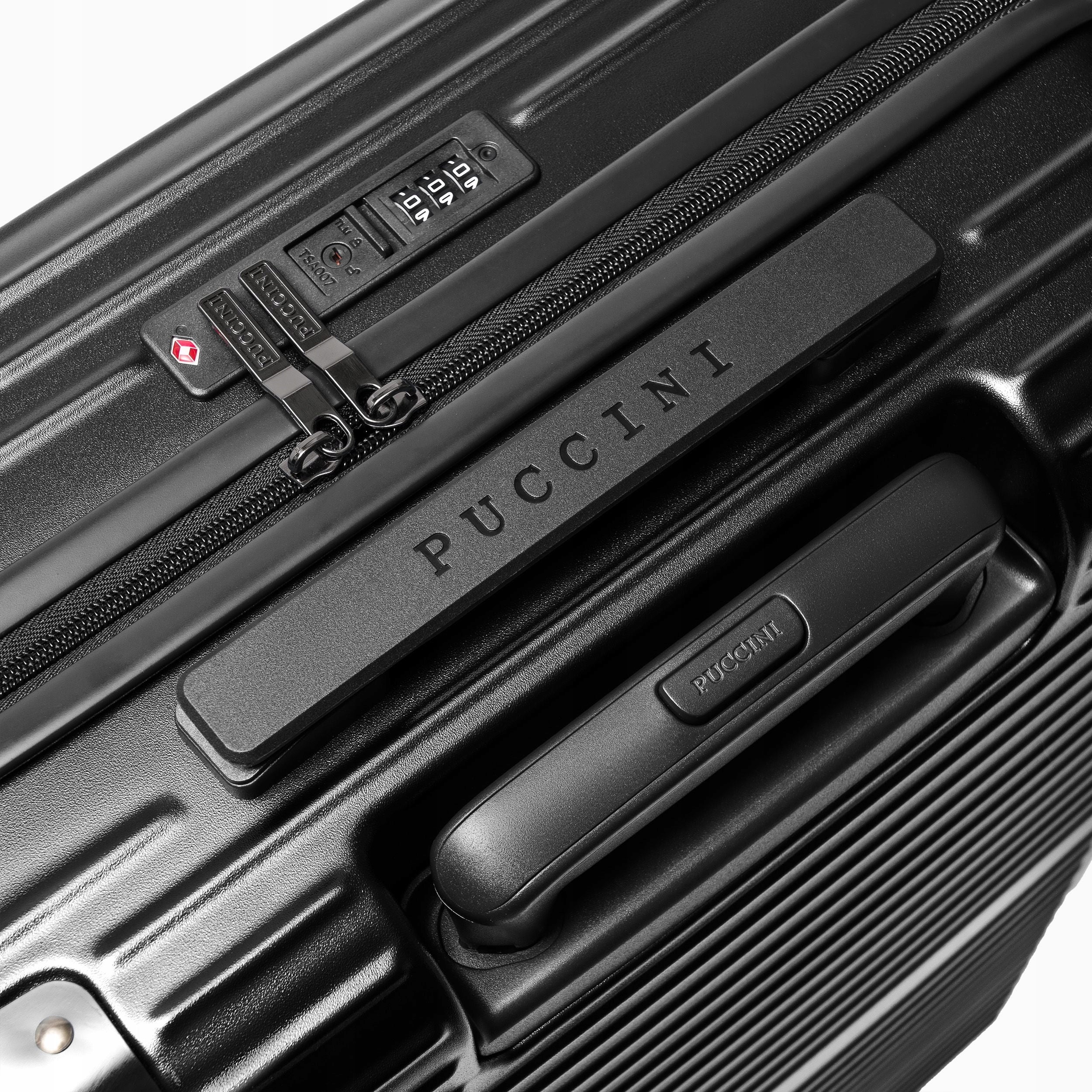 Cabin Suitcase Travel Hard Corners ALU Black PUCCINI PC034C-1 Kind hard