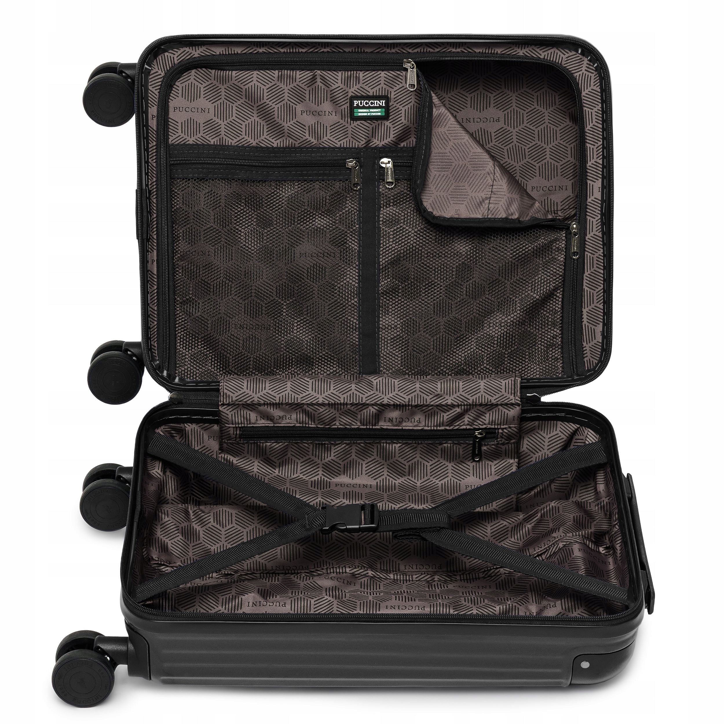 Cabin Suitcase Travel Hard Corners ALU Black PUCCINI PC034C-1 Manufacturer code PC034C-1