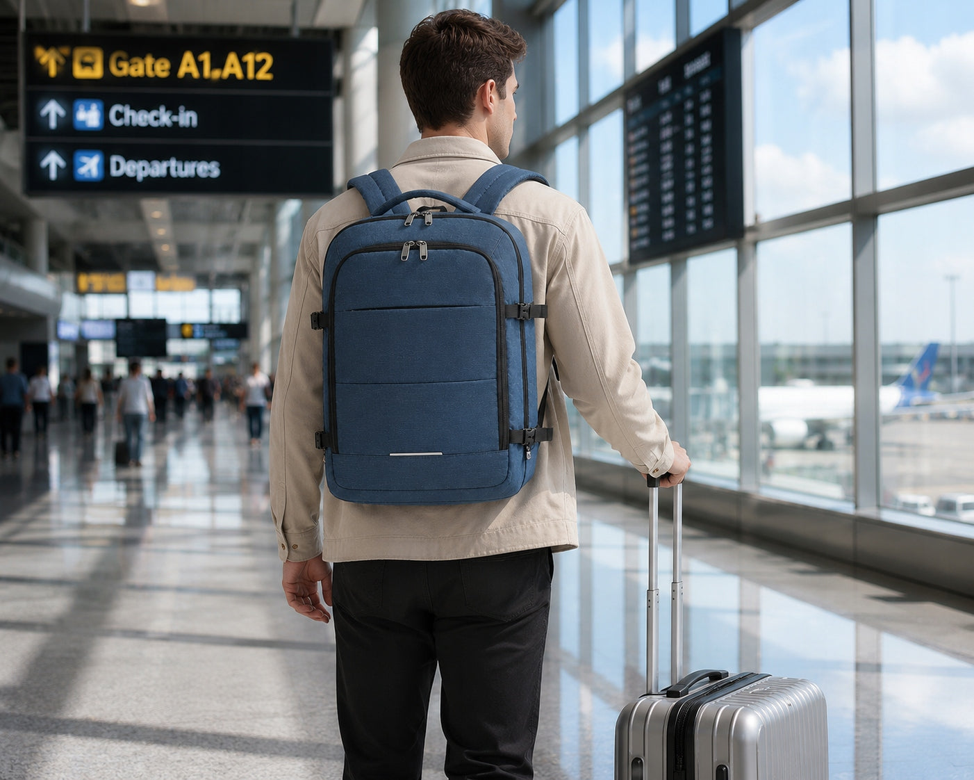 Cabin backpack KONO 45x36x20 for airplane hand luggage 30L women/men Packaging status original