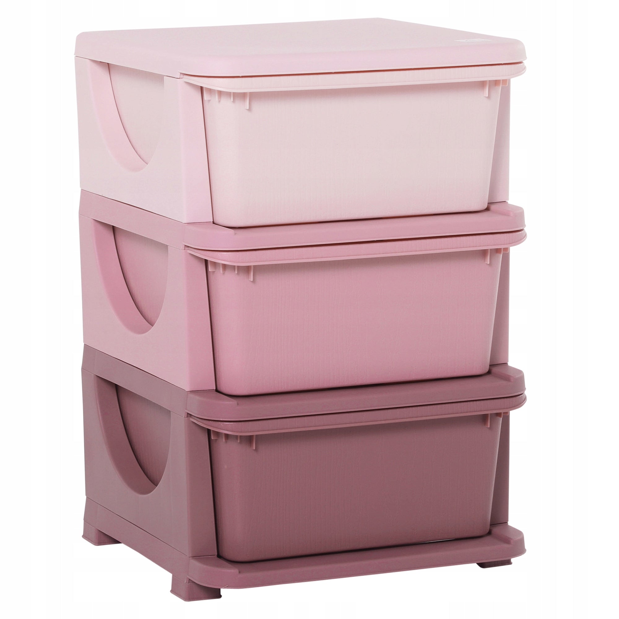 Cabinet Toy Container for Kids 3 Levels Storage Pink