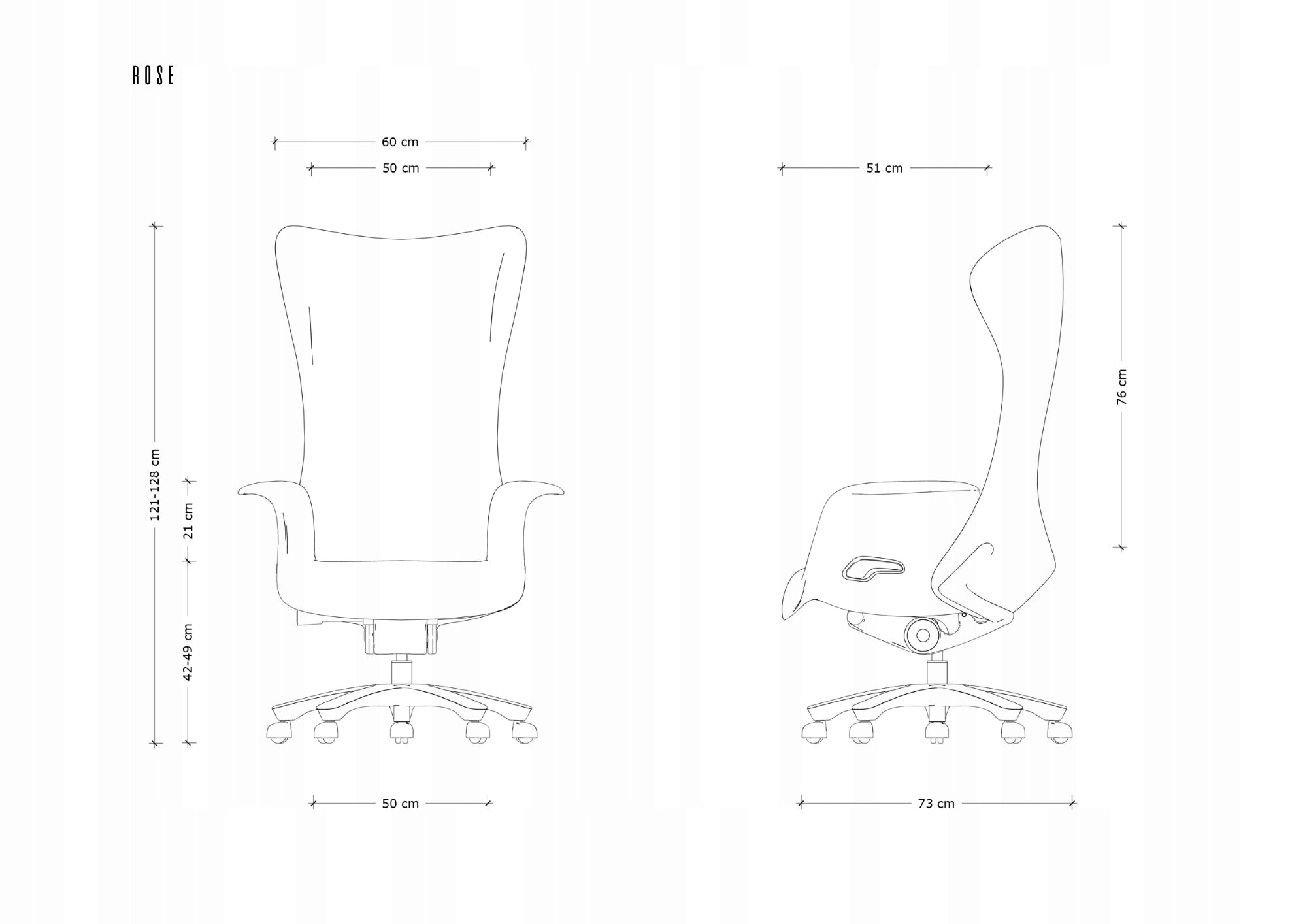 Cabinet chair ROSE white genuine leather chrome home office Brand Unique