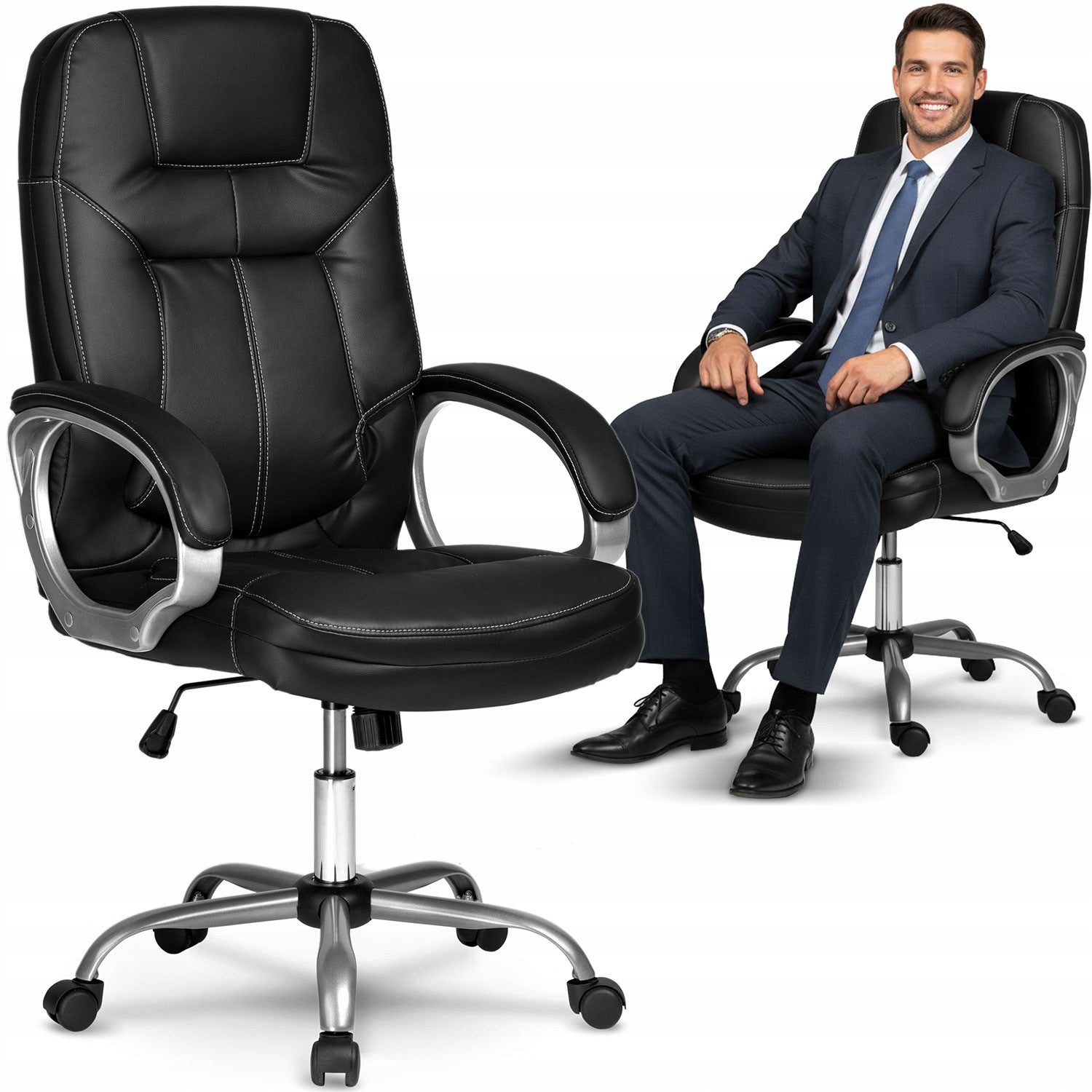 Cabinet chair made of leather Sofotel 355 black