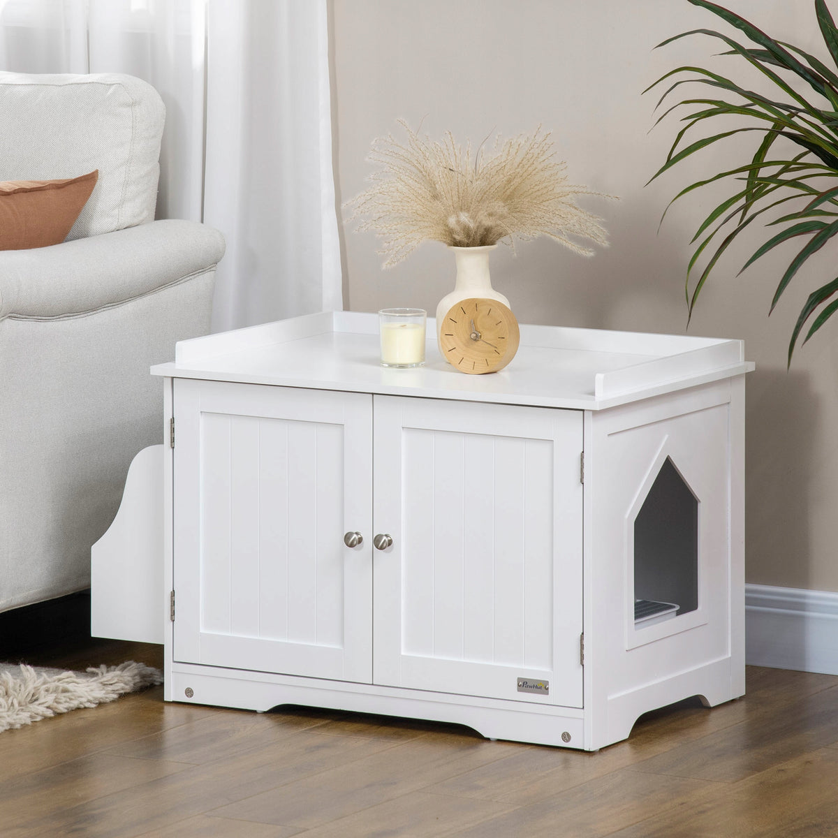 Cabinet for litter box PawHut, white, 86 × 48 × 52 cm Manufacturer code GA101775