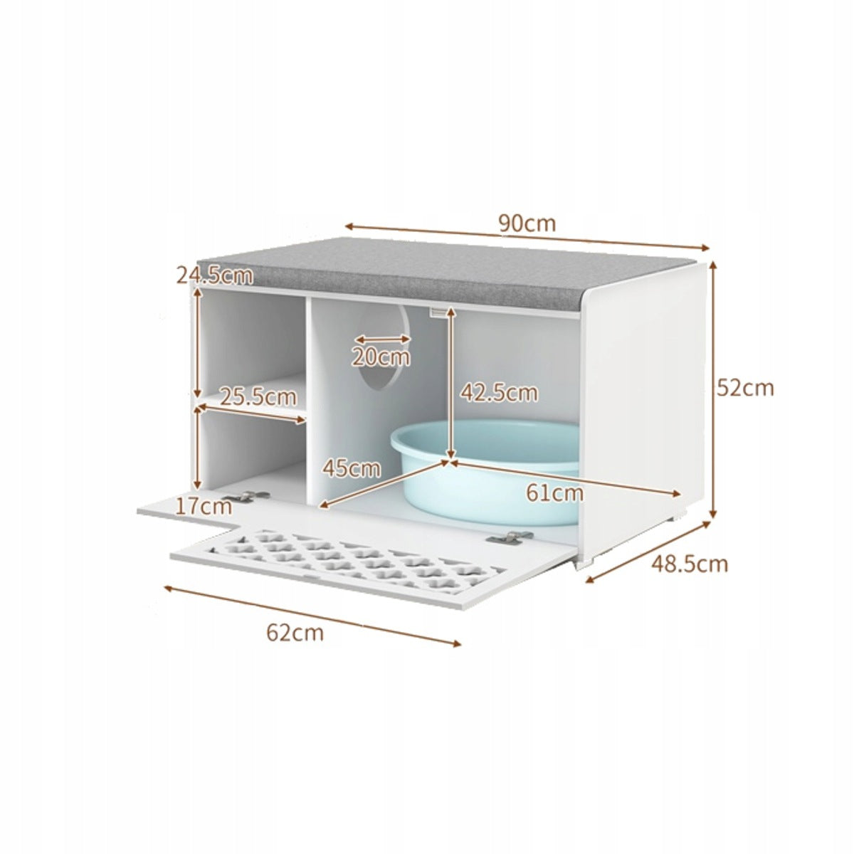 Cabinet with space for a cat litter box Manufacturer code PV10097WH