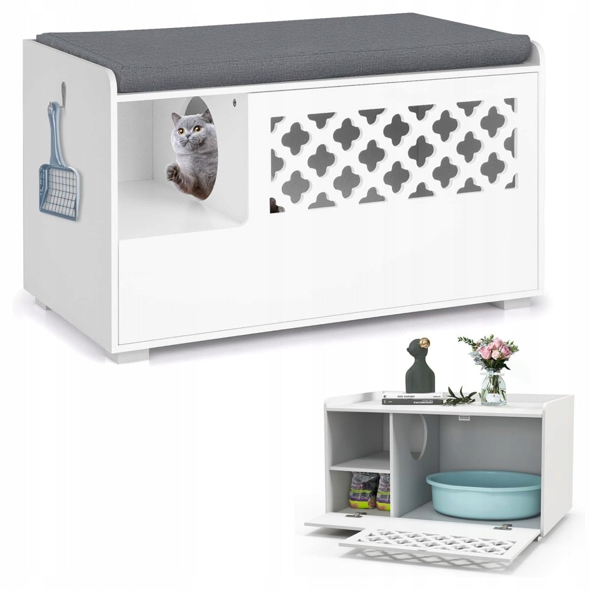 Cabinet with space for a cat litter box