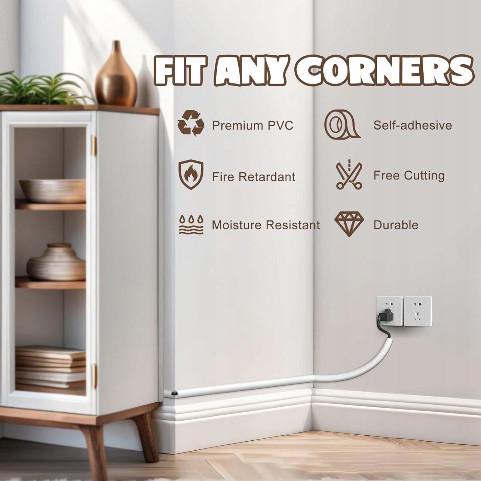 Cable Hider Hide Wall Floor Wires Accessories Easy Installation Cable White Brand no brand
