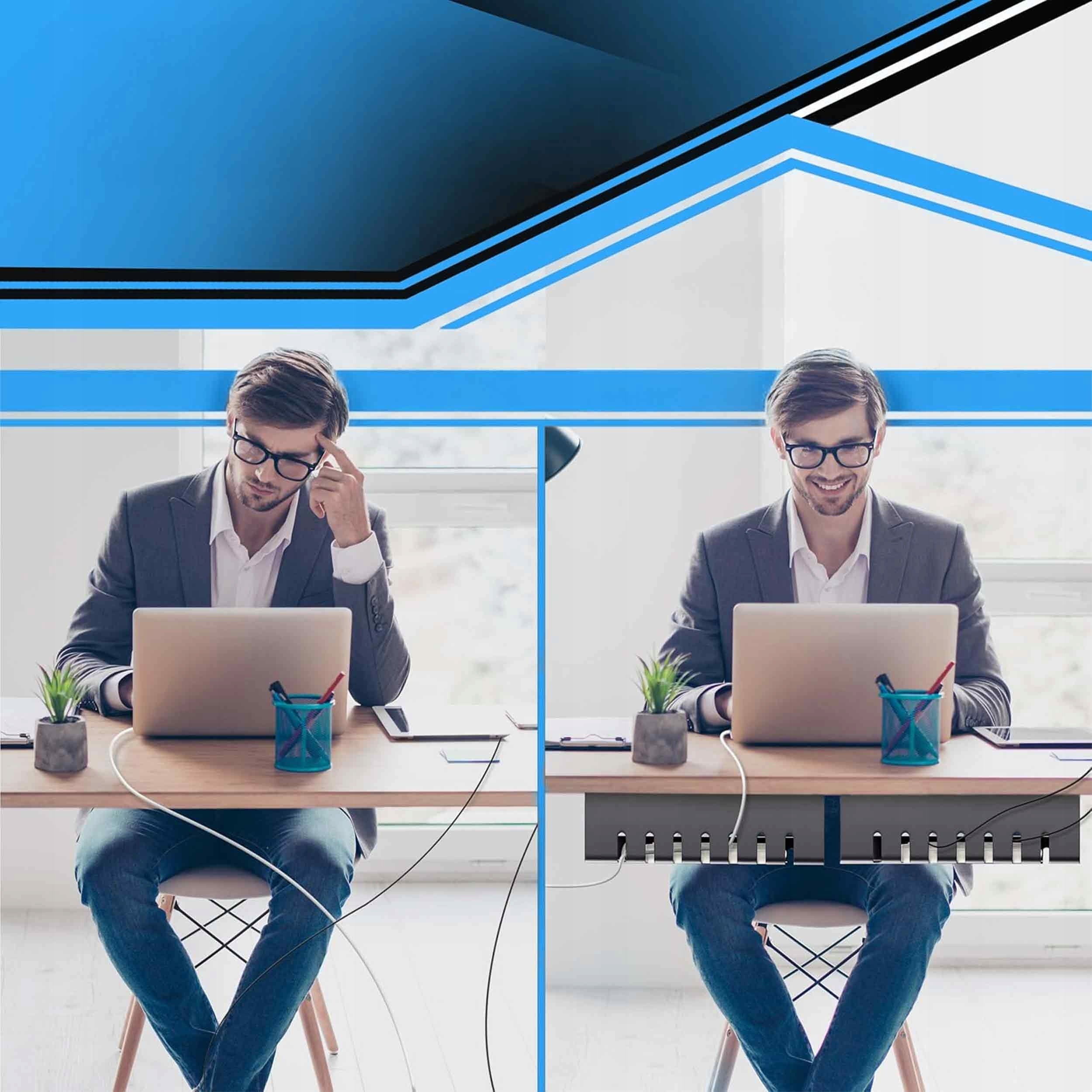 Cable Masker Cable Organizer WITHOUT DRILLING Desk Shelf 43cm Manufacturer code ORGANIZER NA KABLE POD BIURKO PÓŁKA PRZEWODY