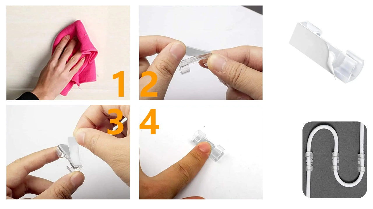 Cable Organizer 20 Pcs Clear Holder Tape Desk Power Cord Packaging status original