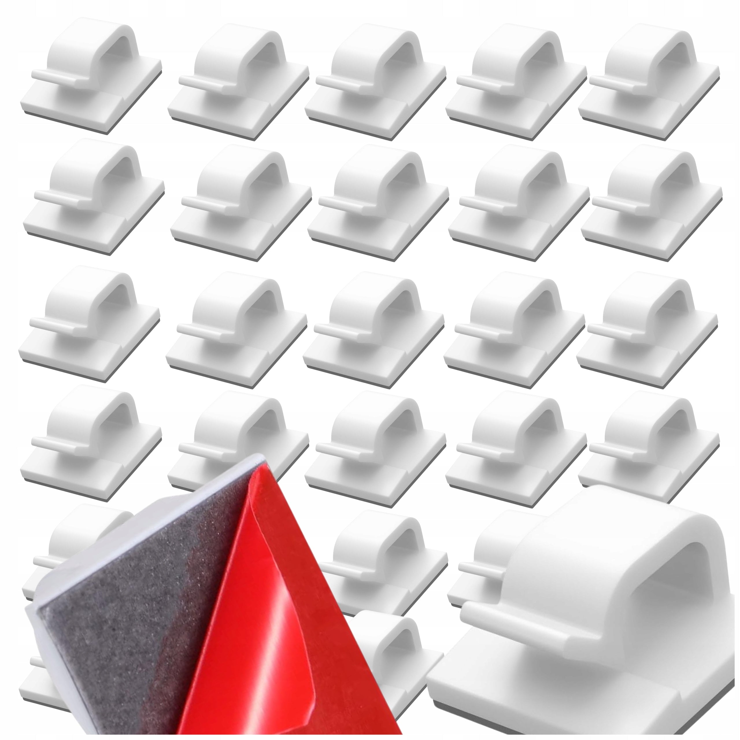 Cable Organizer Clip Self Adhesive Holder Set of 30 Pieces 1,9 × 1,9 cm Manufacturer code Klips Uchwyt Biurowy Do Kabli Oraz Przewodów