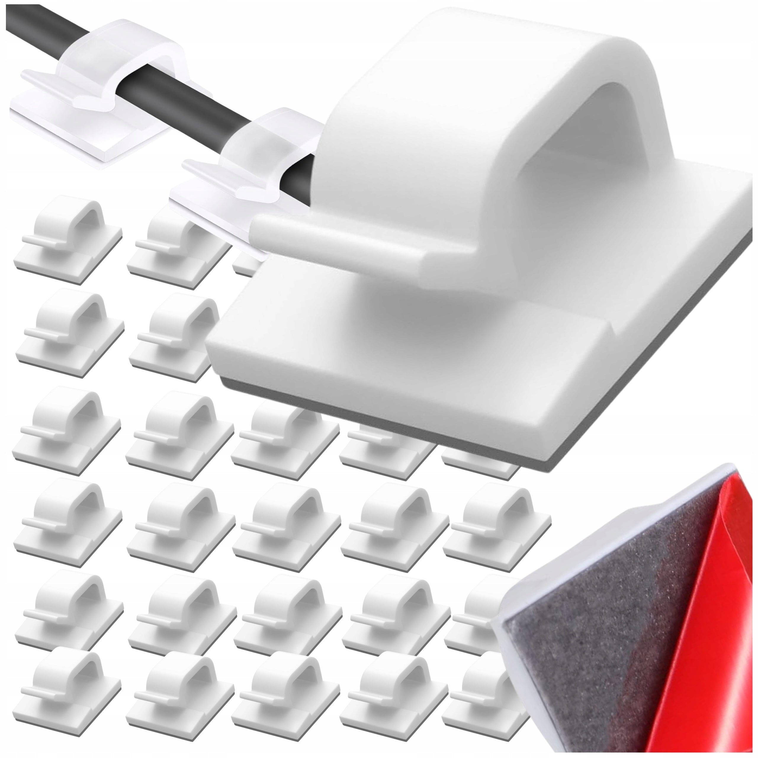 Cable Organizer Clip Self Adhesive Holder Set of 30 Pieces 1,9 × 1,9 cm