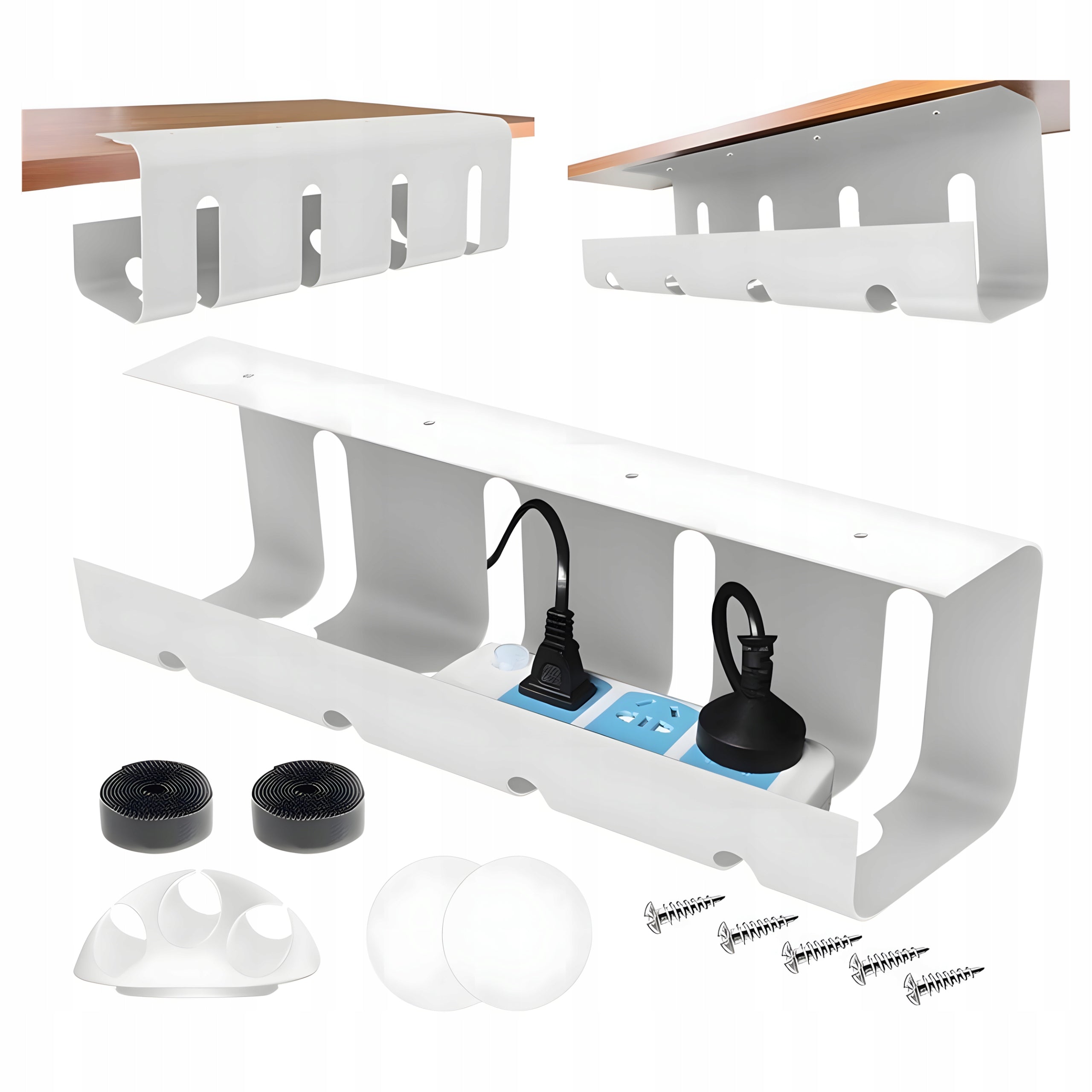 Cable Organizer Extension Strip Cable Guide White Under Desk