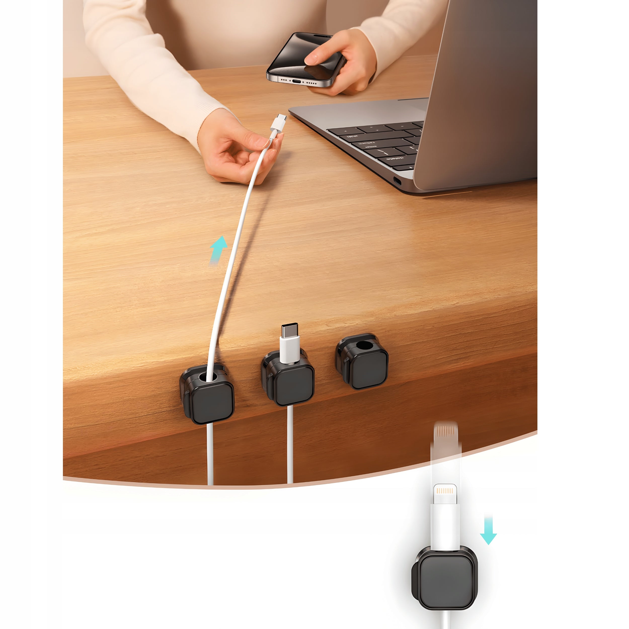 Cable Organizer for Cable Desk Wires MAGNETIC HOLDER 6 PCS Manufacturer code magnetyczny organizer