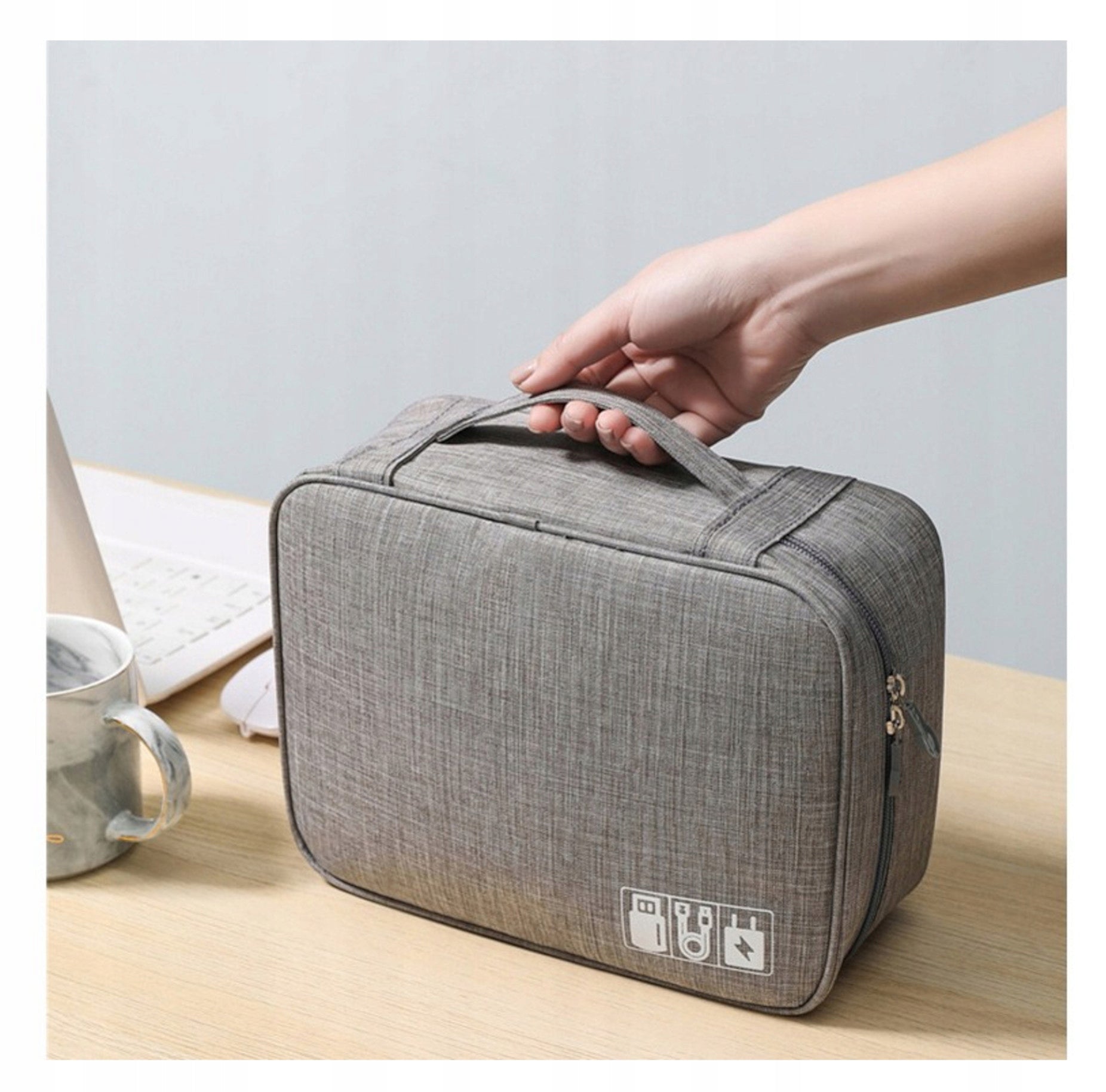 Cable Pouch Chargers Organizer Travel Sachet Pouch Bag 2 Grey Color gray
