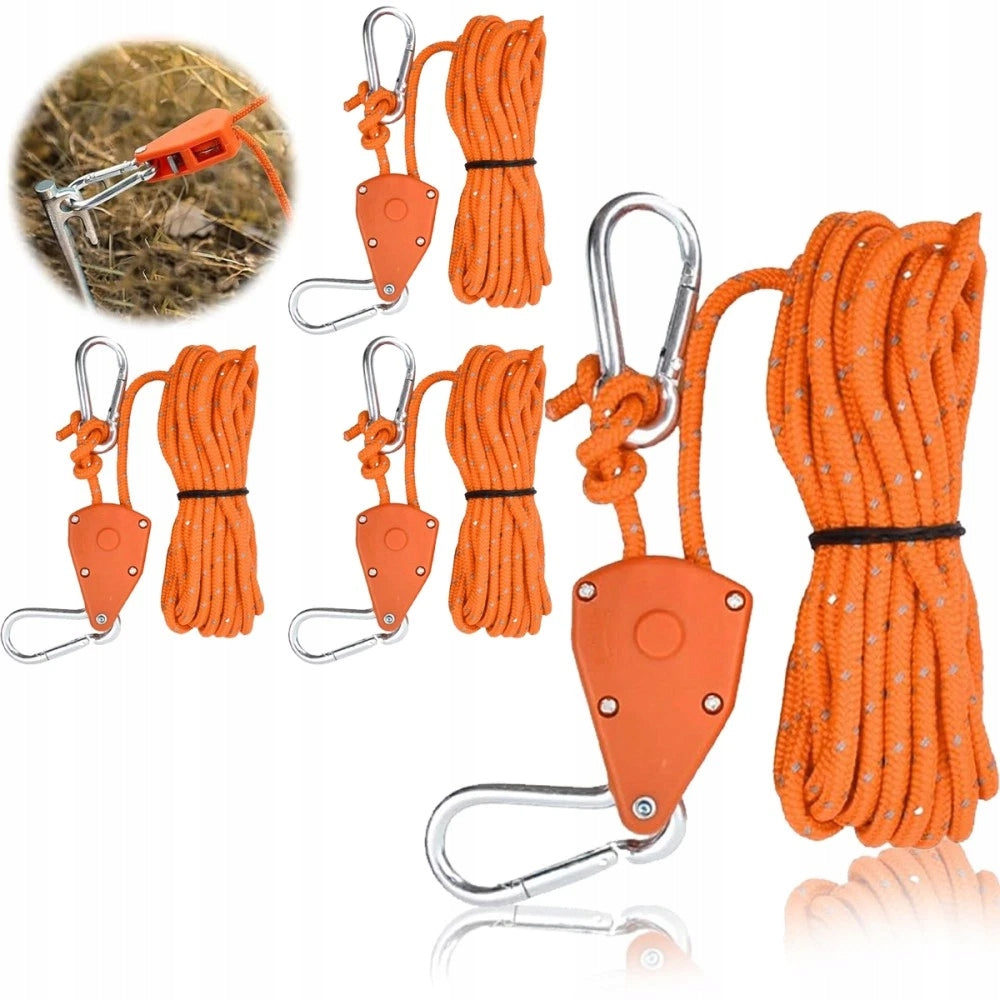 Cable Tensioner Set 4pcs Rope Cord 4m Reflective Adjustable