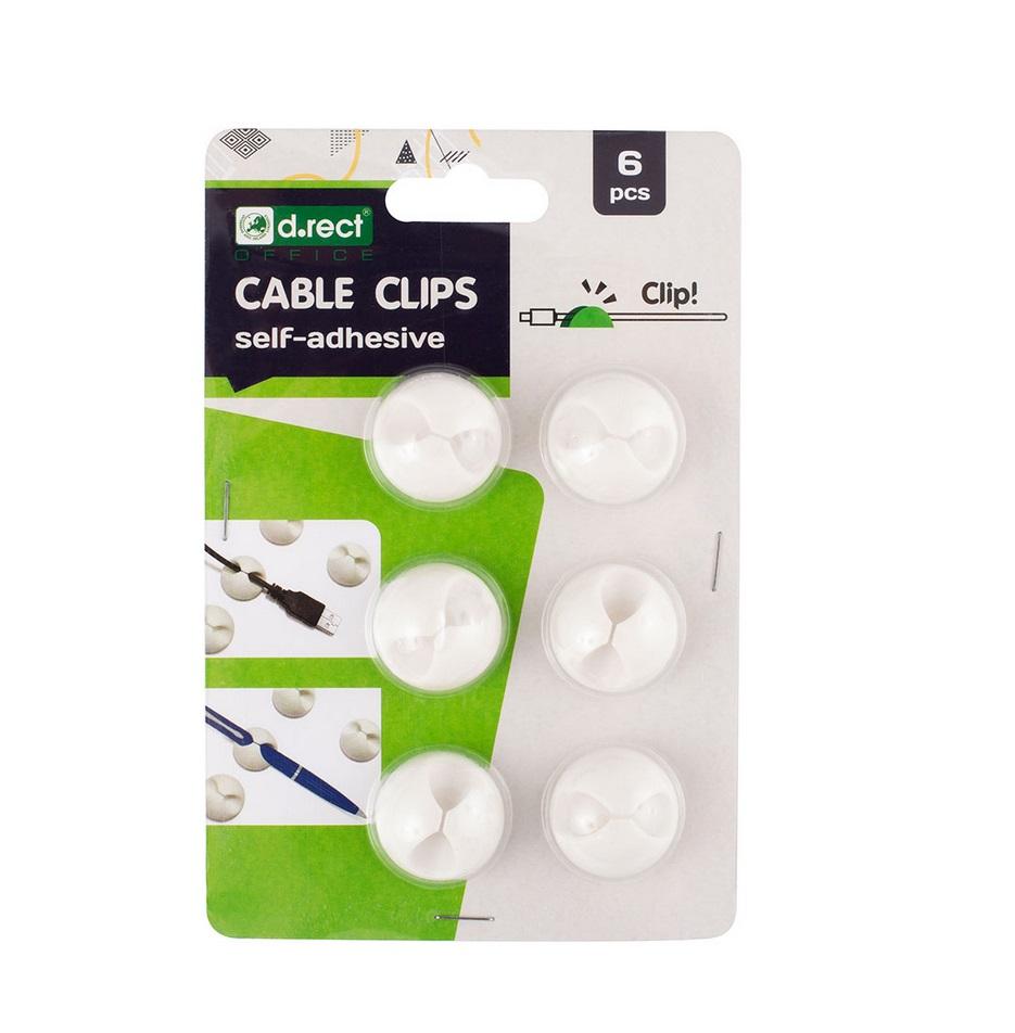 Cable holder D.RECT white set of 6 pcs.