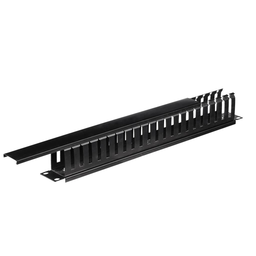 Cable organizer RACK 19'' 1U, Netrack, with cover black Packaging status original