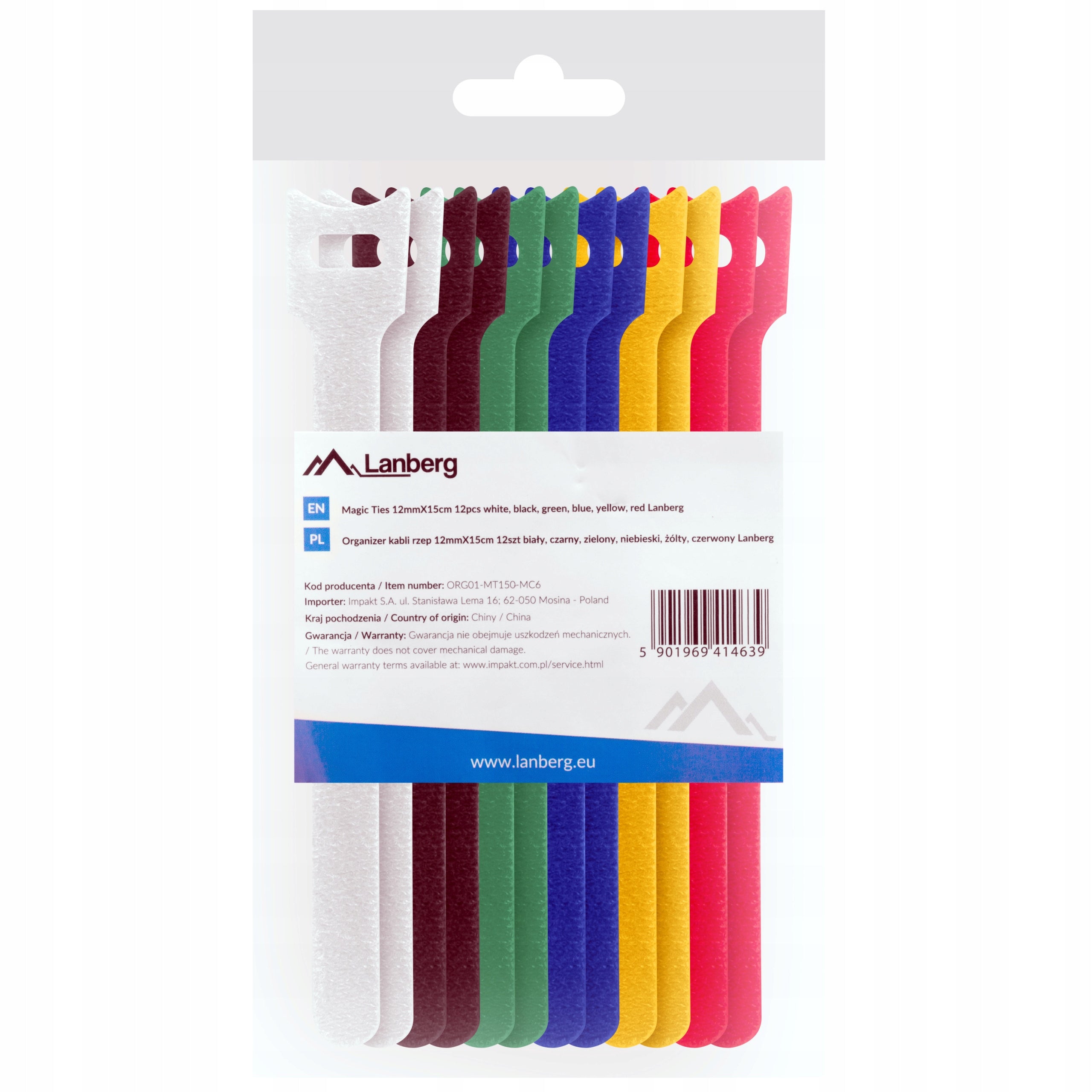 Cable organizer - Velcro 12mm x 15cm multicolor 12 pieces