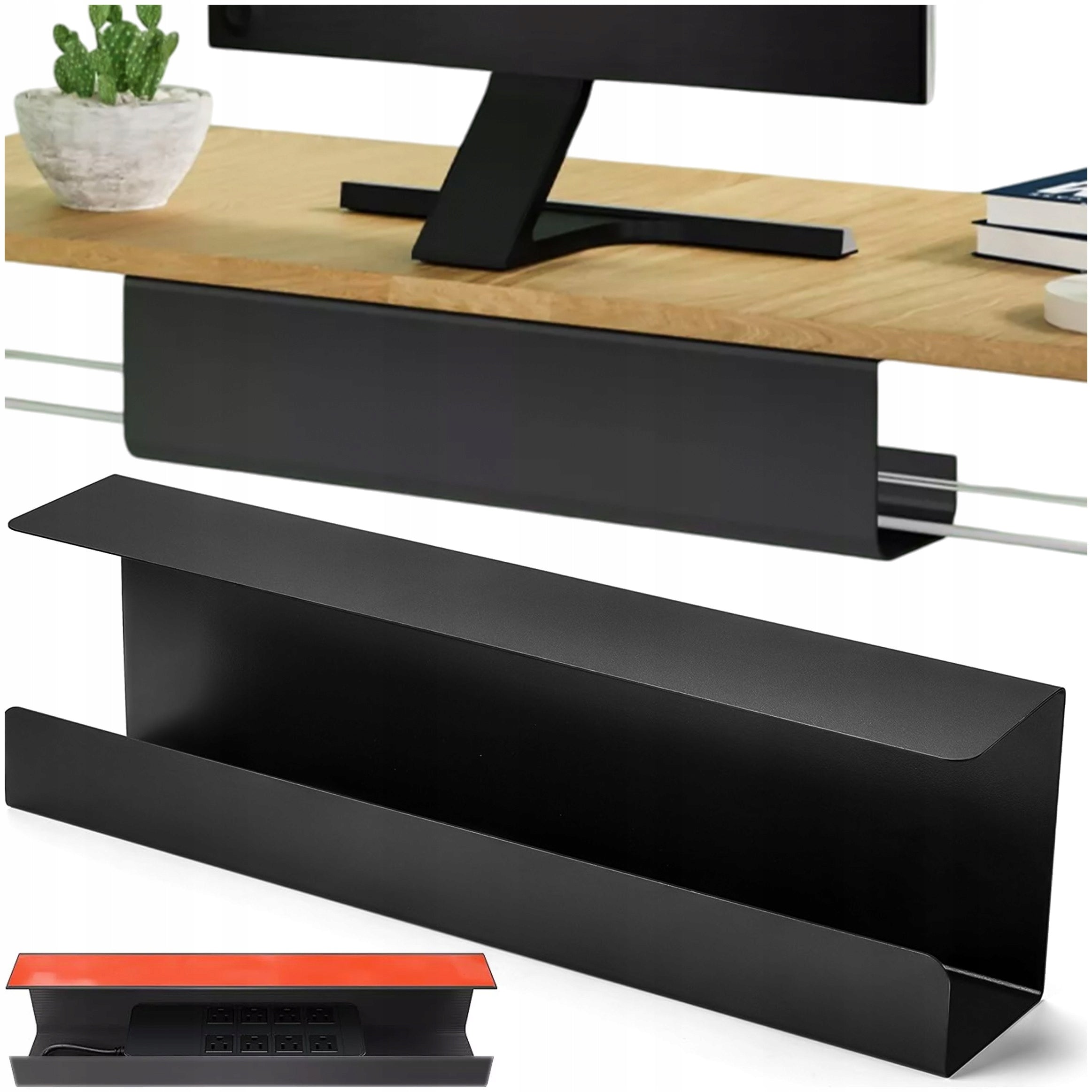 Cable organizer wires desk basket shelf grille hanger black Brand Alogy