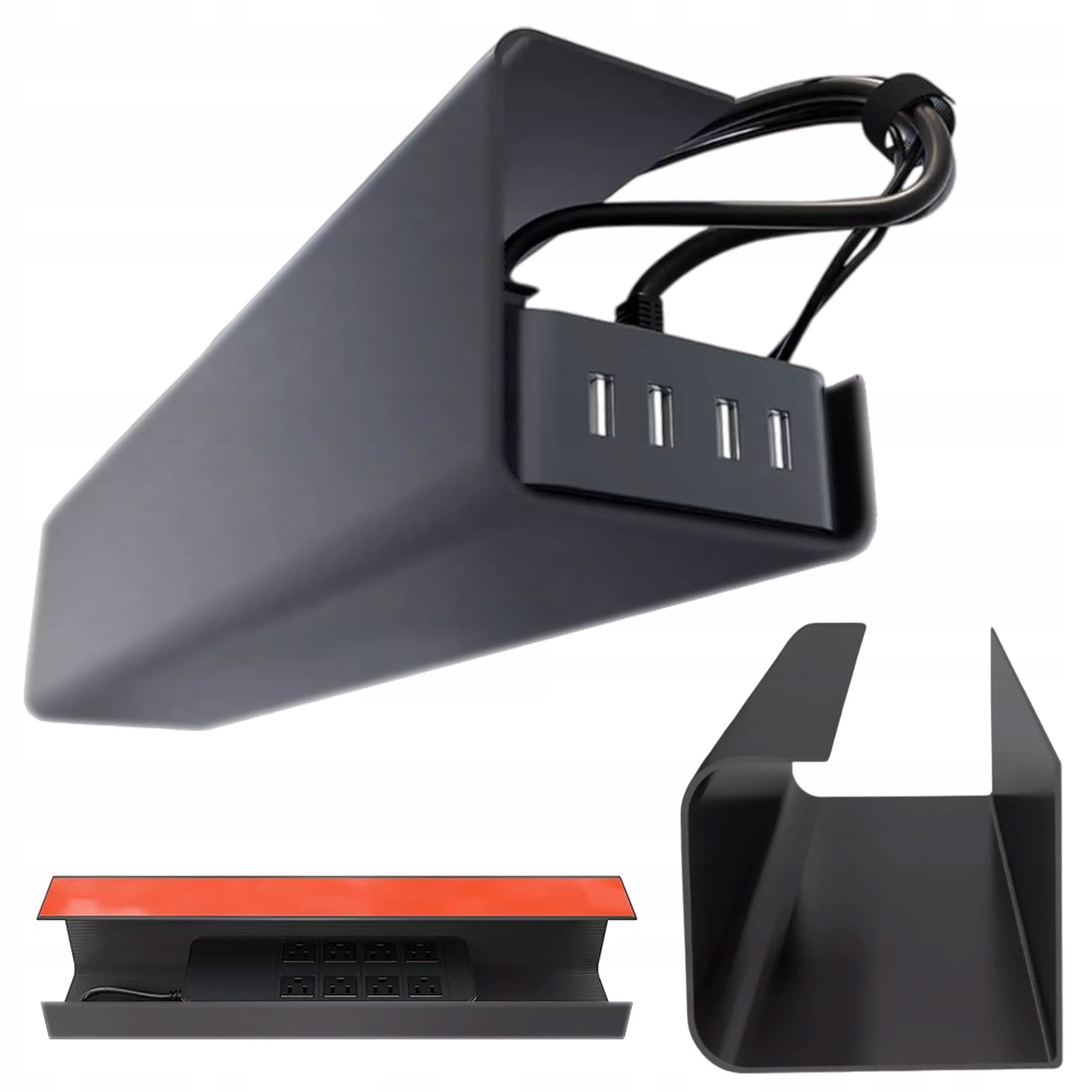 Cable organizer wires desk basket shelf grille hanger black