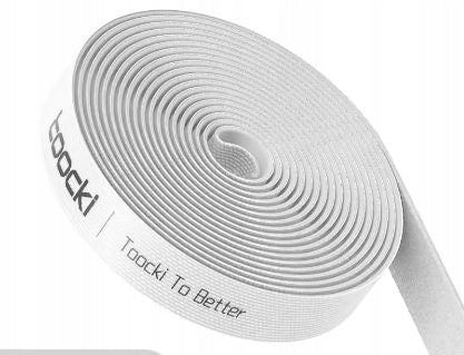 Cable tape Toocki organizer color white Velcro band white 2m
