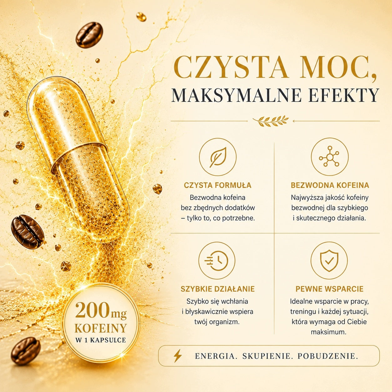 Caffeine 200 capsules 200mg Caffeine Stimulation Energy Focus Victorious Expiration date at least six months from the date of purchase
