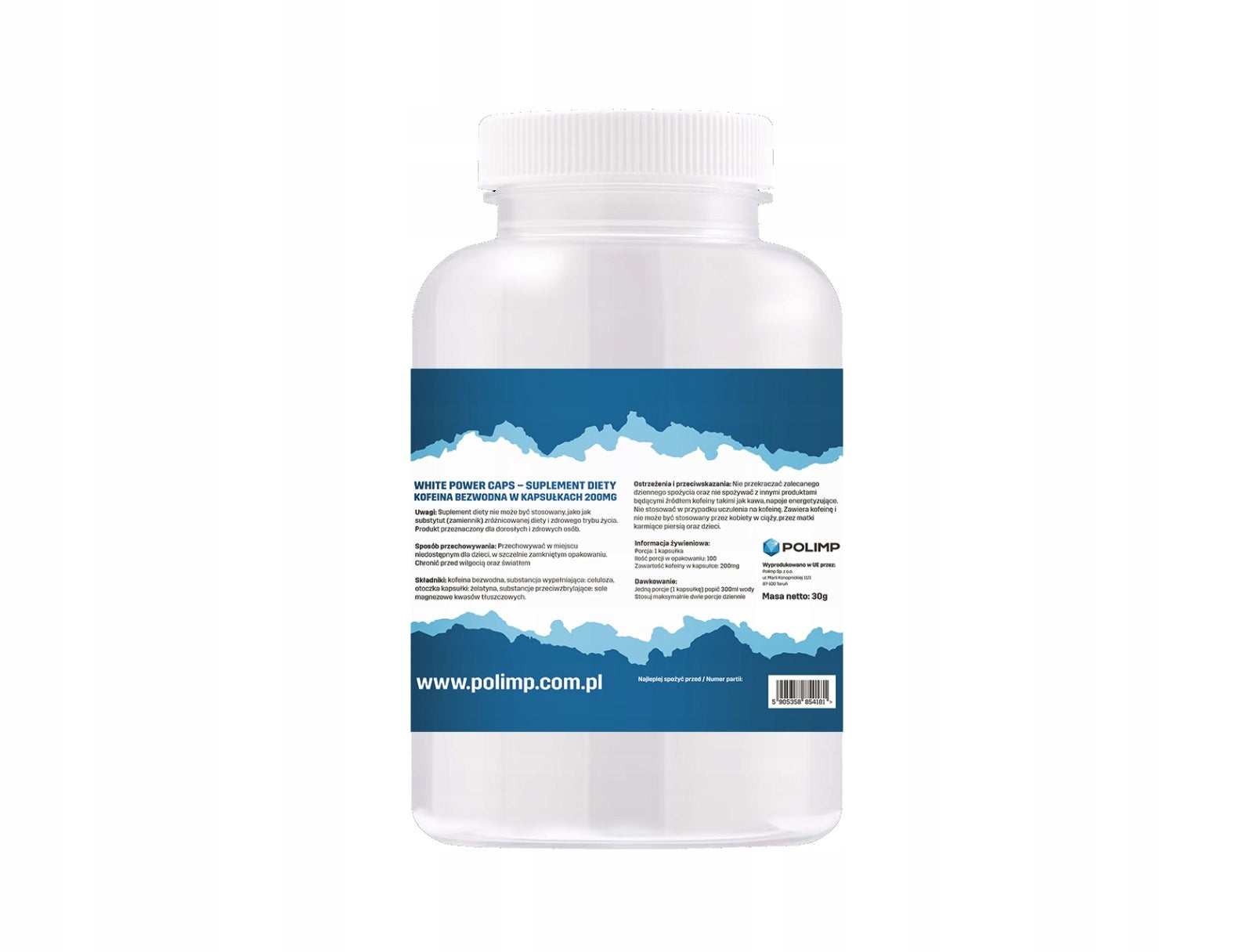 Caffeine 200mg 100 Capsules Energy Concentration Stimulation White Power Caps Packaging status original