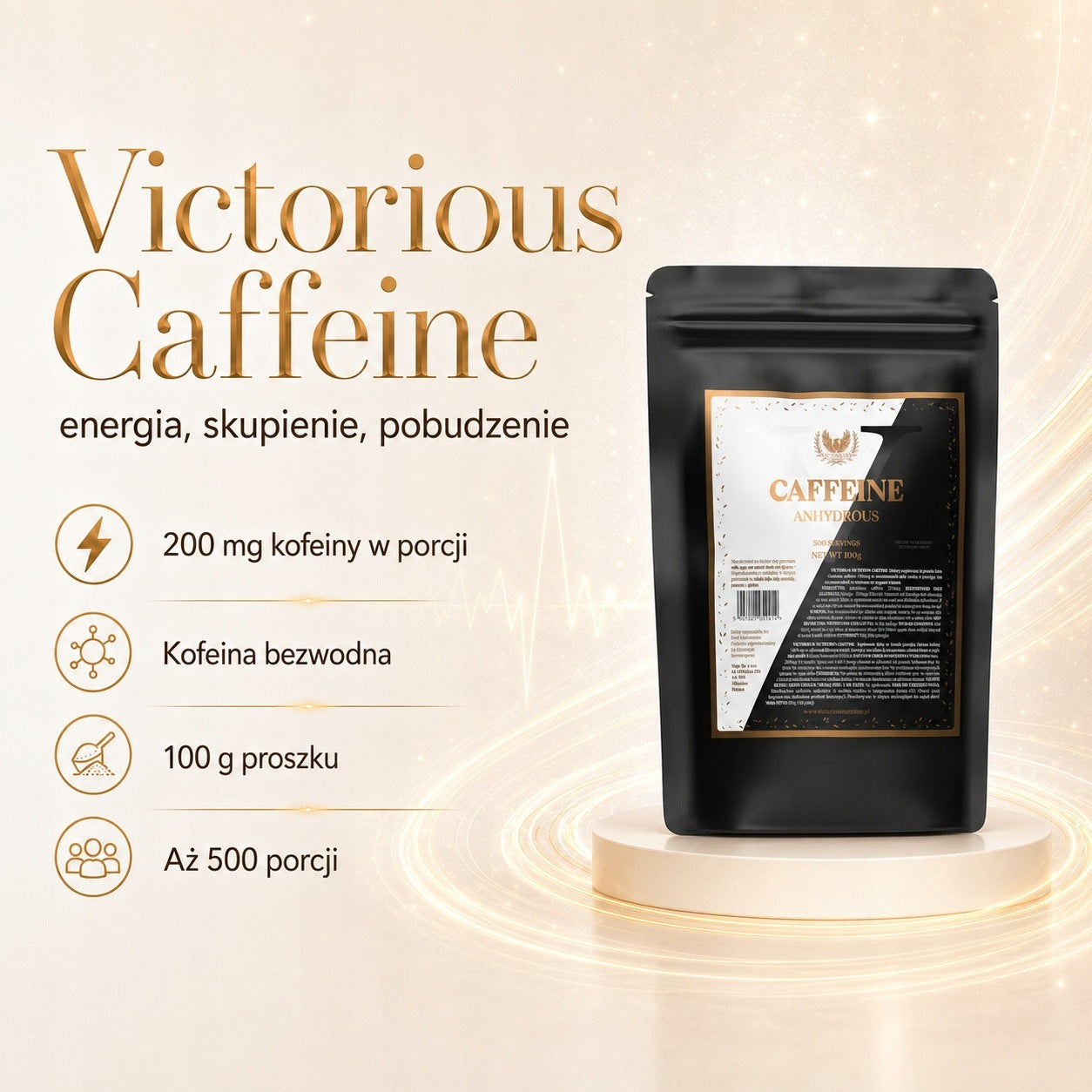 Caffeine Anhydrous 100g Caffeine Stimulation Energy Focus Victorious Packaging status original