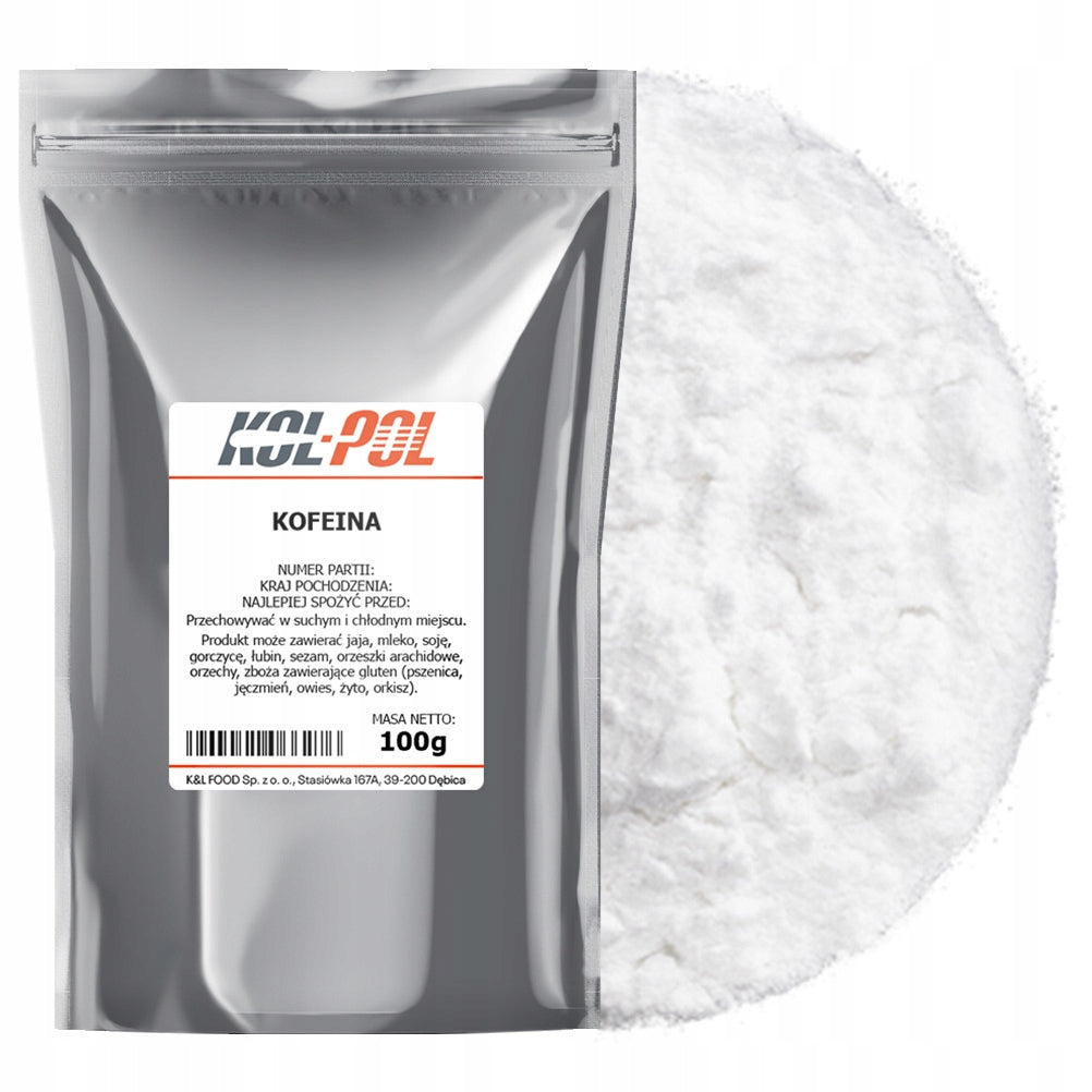 Caffeine Anhydrous 100g Pure Energy Powder White High Quality Kol-Pol