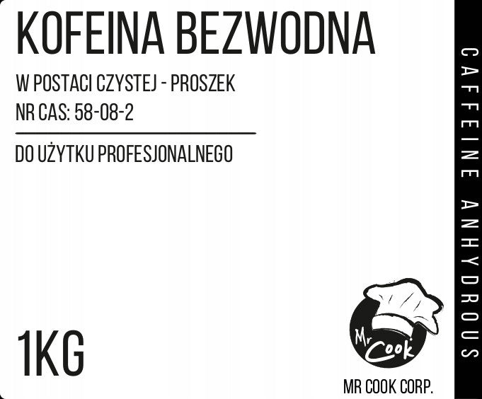 Caffeine Anhydrous 1kg Powder 100% Pure Brand Mr Cook
