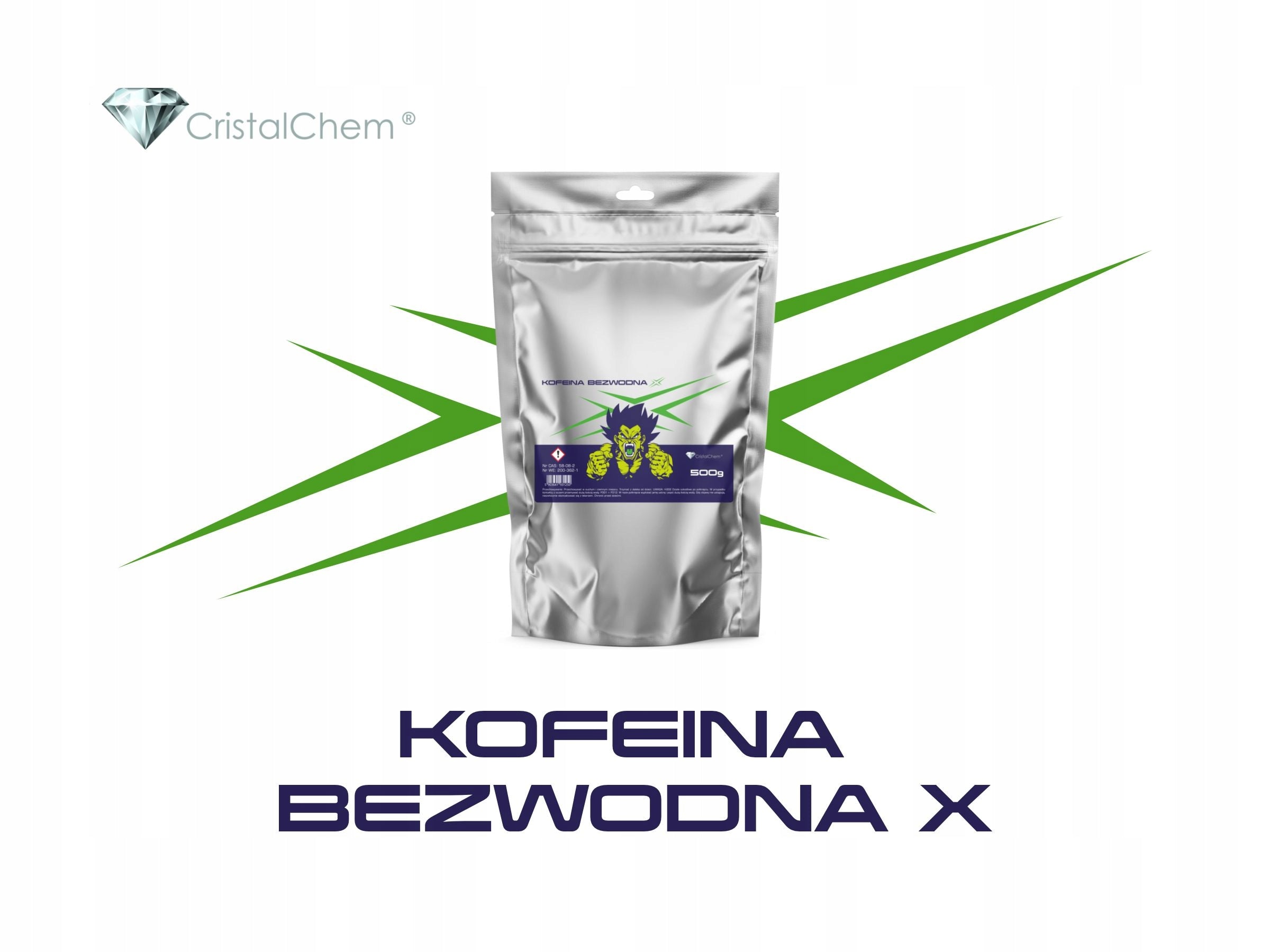 Caffeine Anhydrous X Powder CristalChem 500g Packaging status original