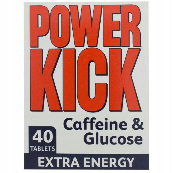 Caffeine Glucose Energy Concentration Supplement Tablets POWERKICK 40pcs