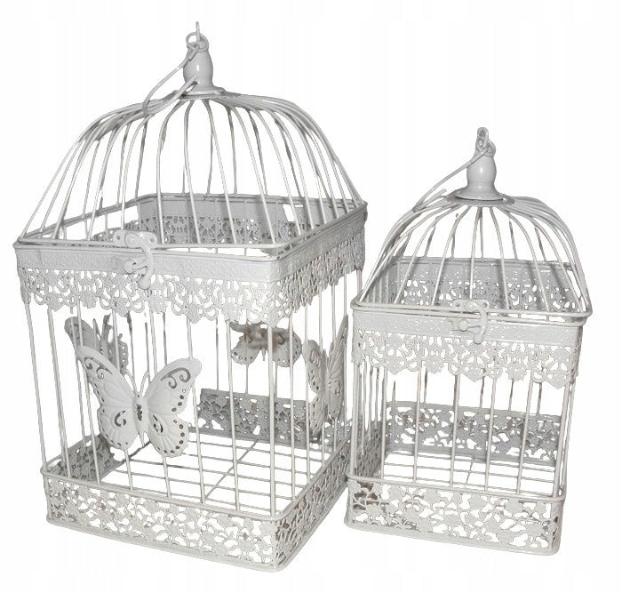 Cages set 2pcs Z406 bird cage white metal