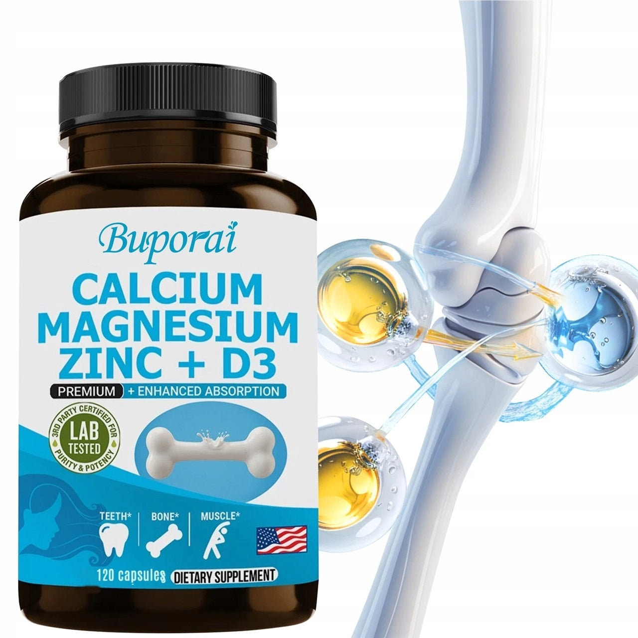 Calcium Magnesium + D3 - Supports bone and tooth health, muscle growth EAN (GTIN) 074283925558