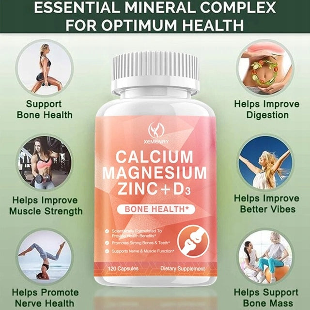 Calcium, Magnesium, + Vitamin D3 - Strong Bones, Muscle Health, Immune Support... Manufacturer code Xemenry