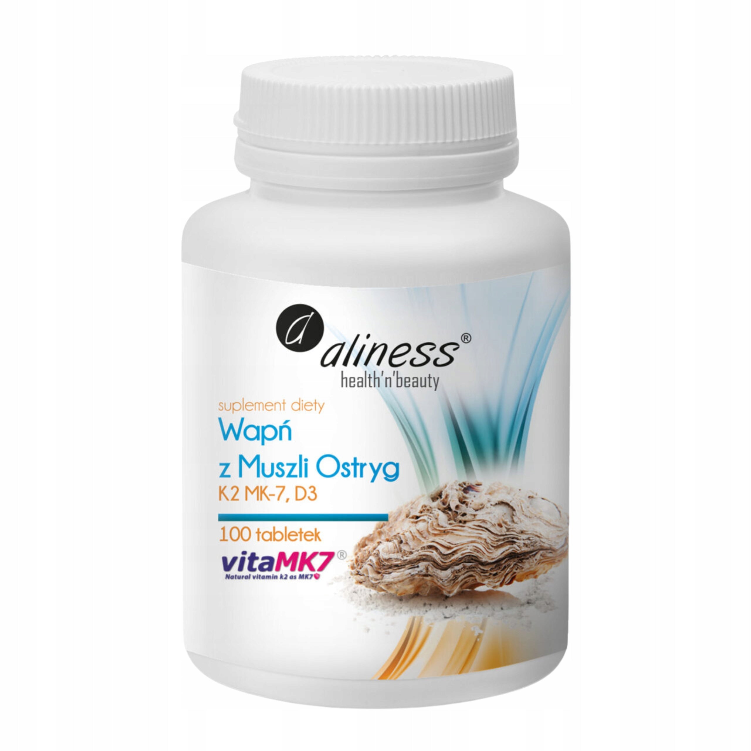 Calcium from Shell Oyster K2 D3 100 tabs ALINESS Calcium Strong Bone Teeth