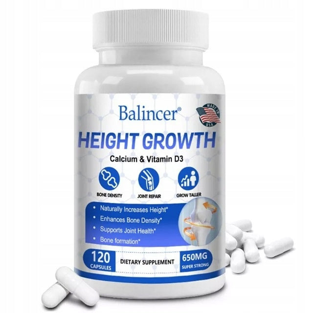 Calcium, magnesium, and vitamin D3, K2 capsules, resistance to height increase