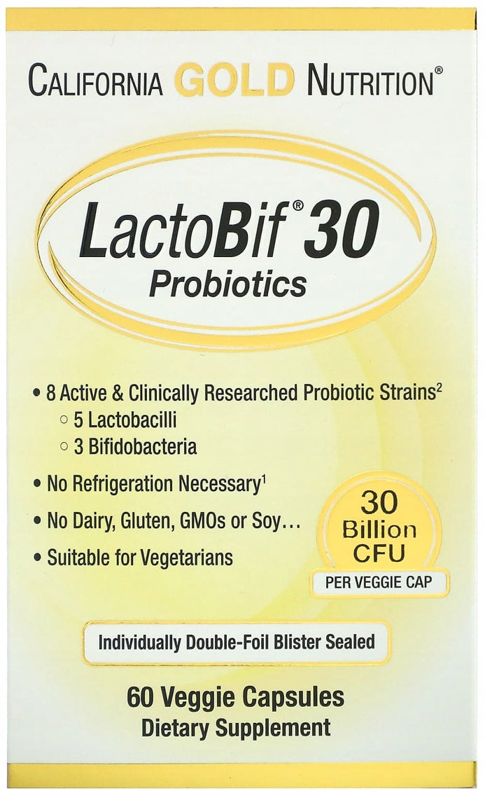 California GOLD LactoBif 30 billion | 60 caps. | 8 PROBIOTIC strains Packaging status original