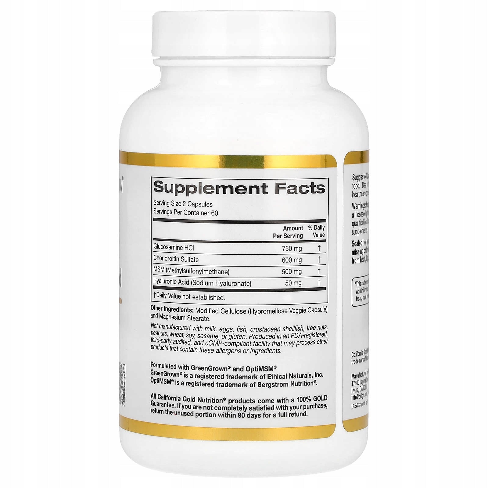 California Gold Nutrition, Glucosamine, Chondroitin, MSM and Hyaluronic Acid Brand California Gold Nutrition