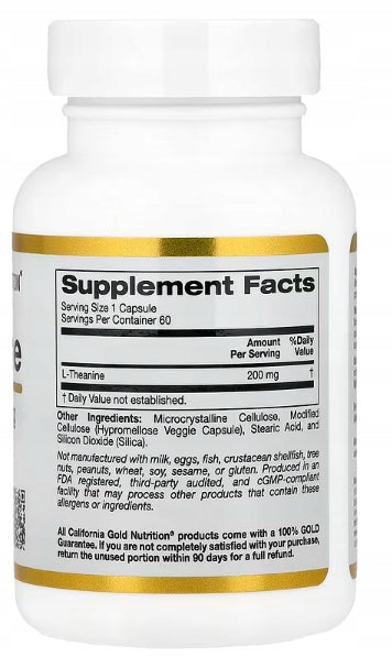California Gold Nutrition | L-Theanine | L-Theanine | 200 mg | 60 kaps. Packaging status original