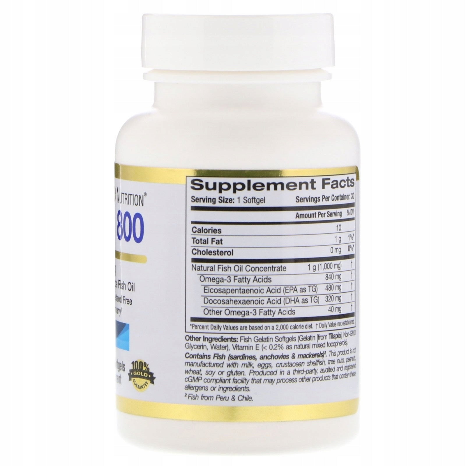 California Gold Nutrition Omega 800 - 840mg Omega-3 EPA/DHA Pharmacy Packaging status original