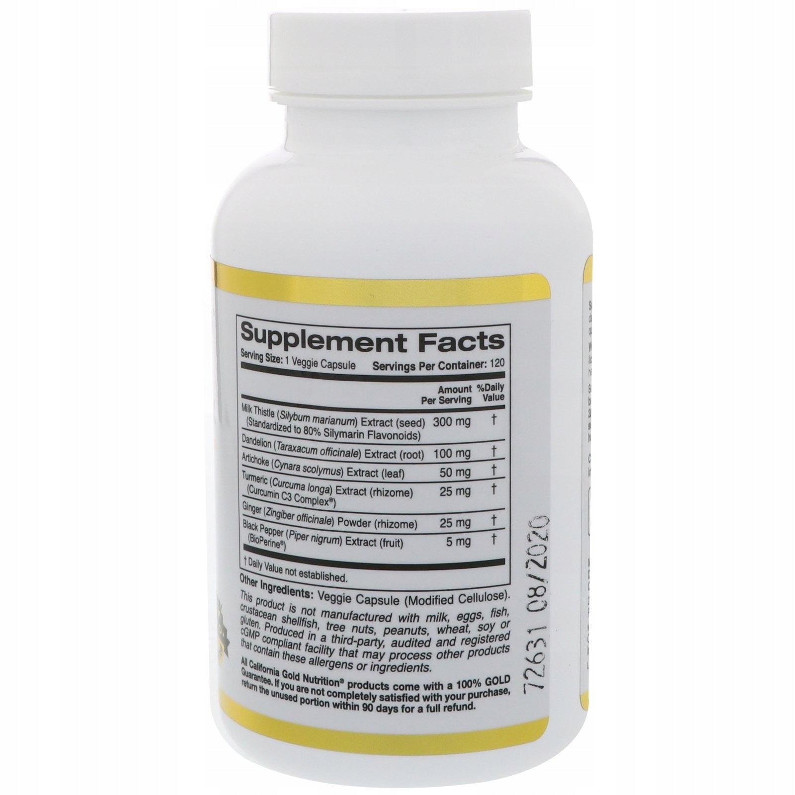 California Gold SILYMARIN COMPLEX Milk Thistle Artichoke Dandelion 120k Liver Expiration date at least 1 year from the date of purchase