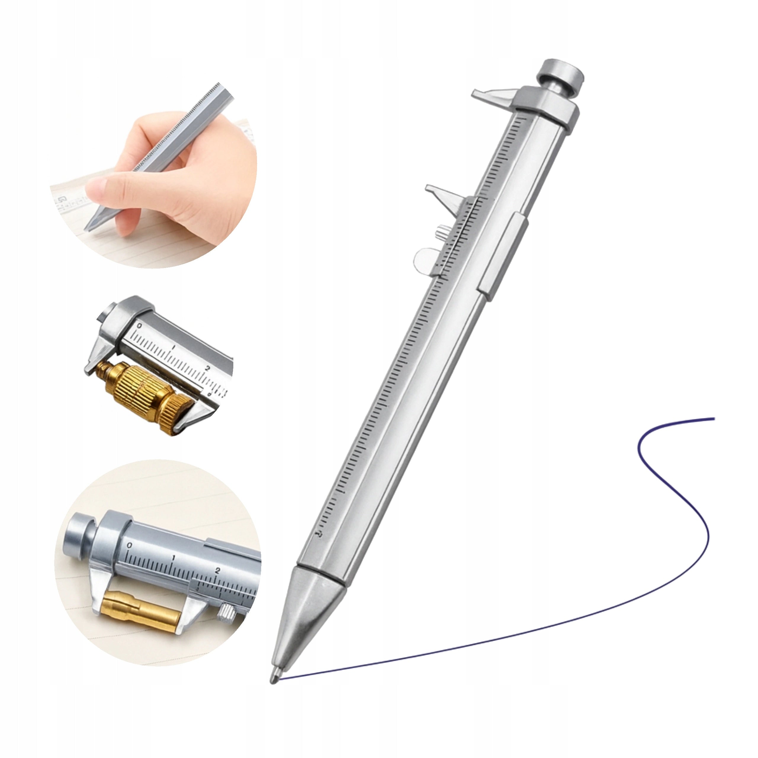 Caliper with Pen 0-100mm Black 2in1 Ruler Measuring Tool