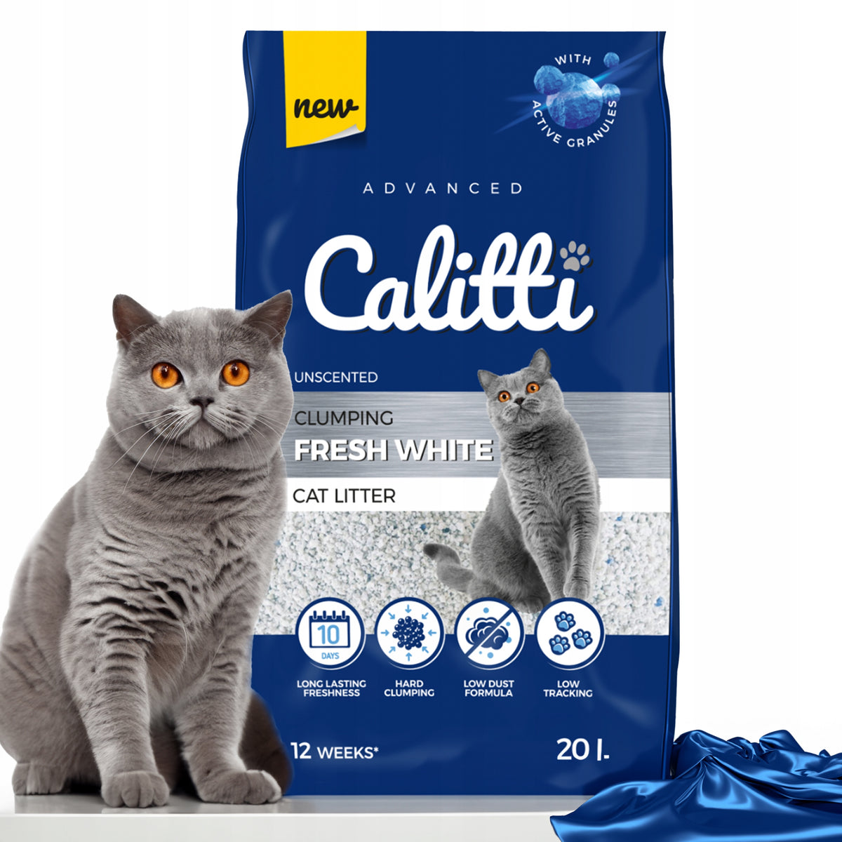 Calitti Fresh White bentonite cat litter 20L