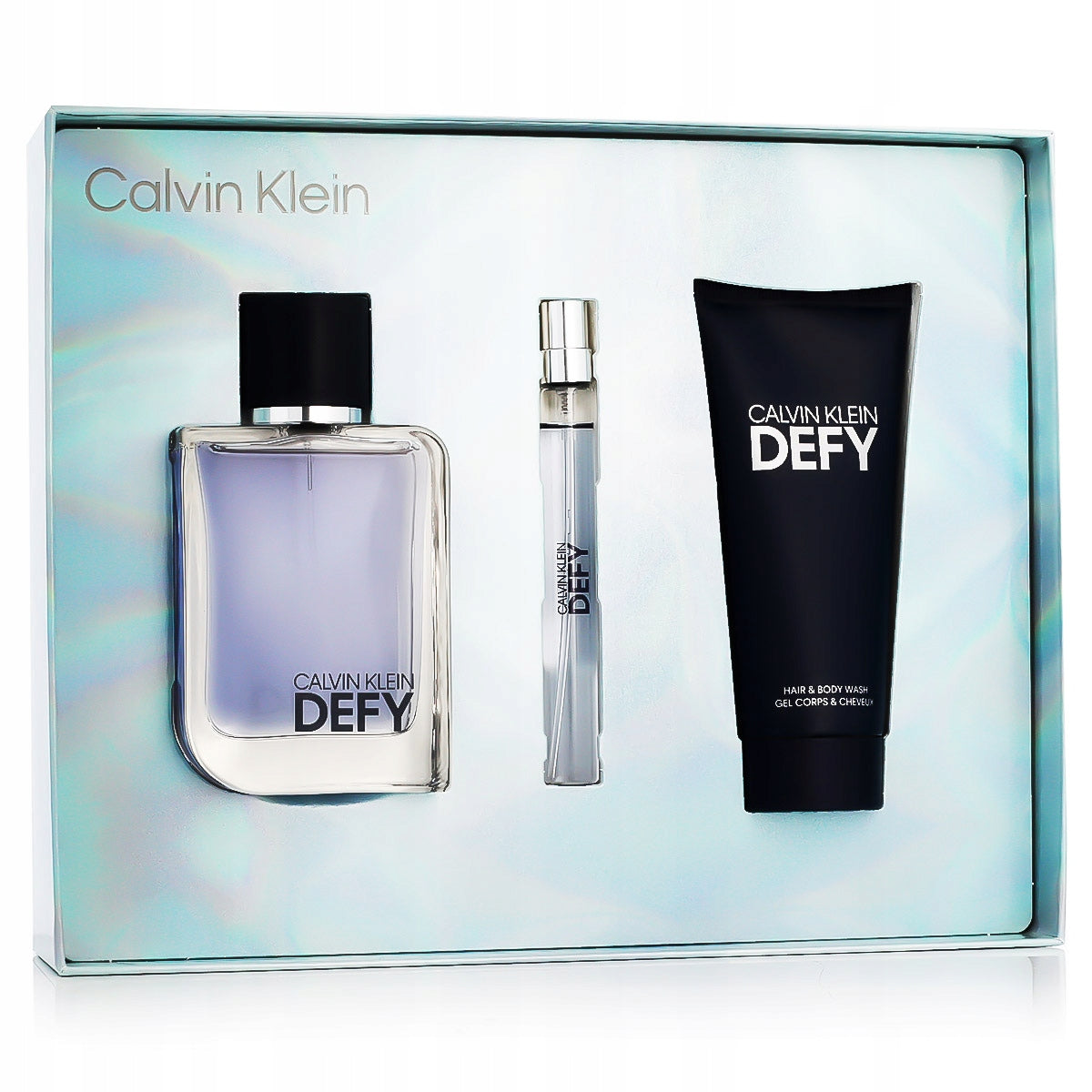 Calvin Klein Defy EDT 100 ml + EDT MINI 10 ml + SG for Body & Hair 100 ml Packaging status original