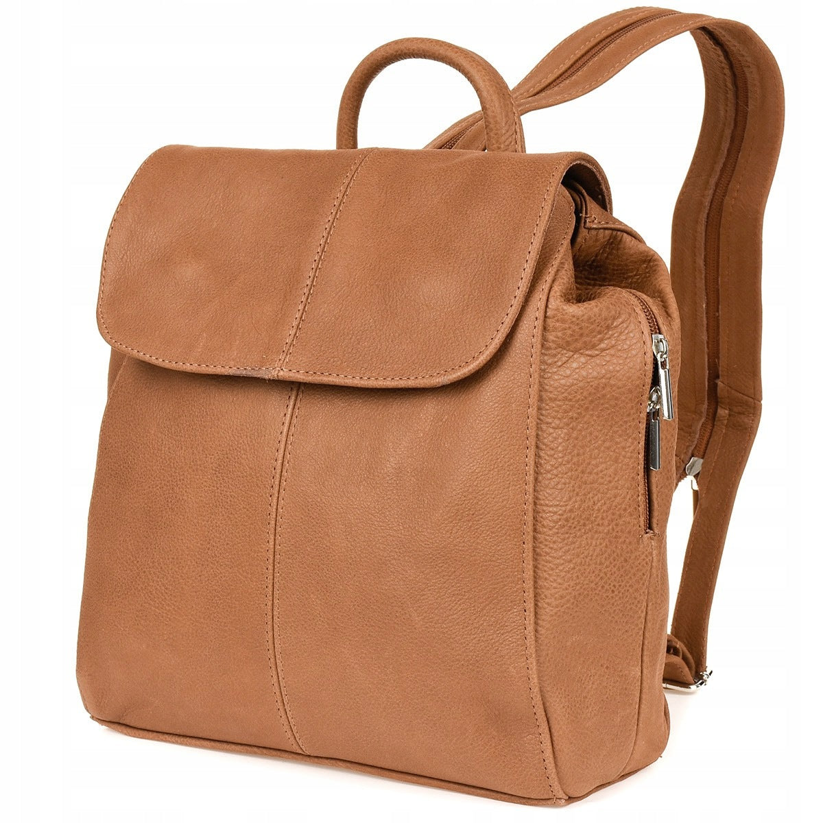 Camel Beltimore women's leather backpack with flap solid S41