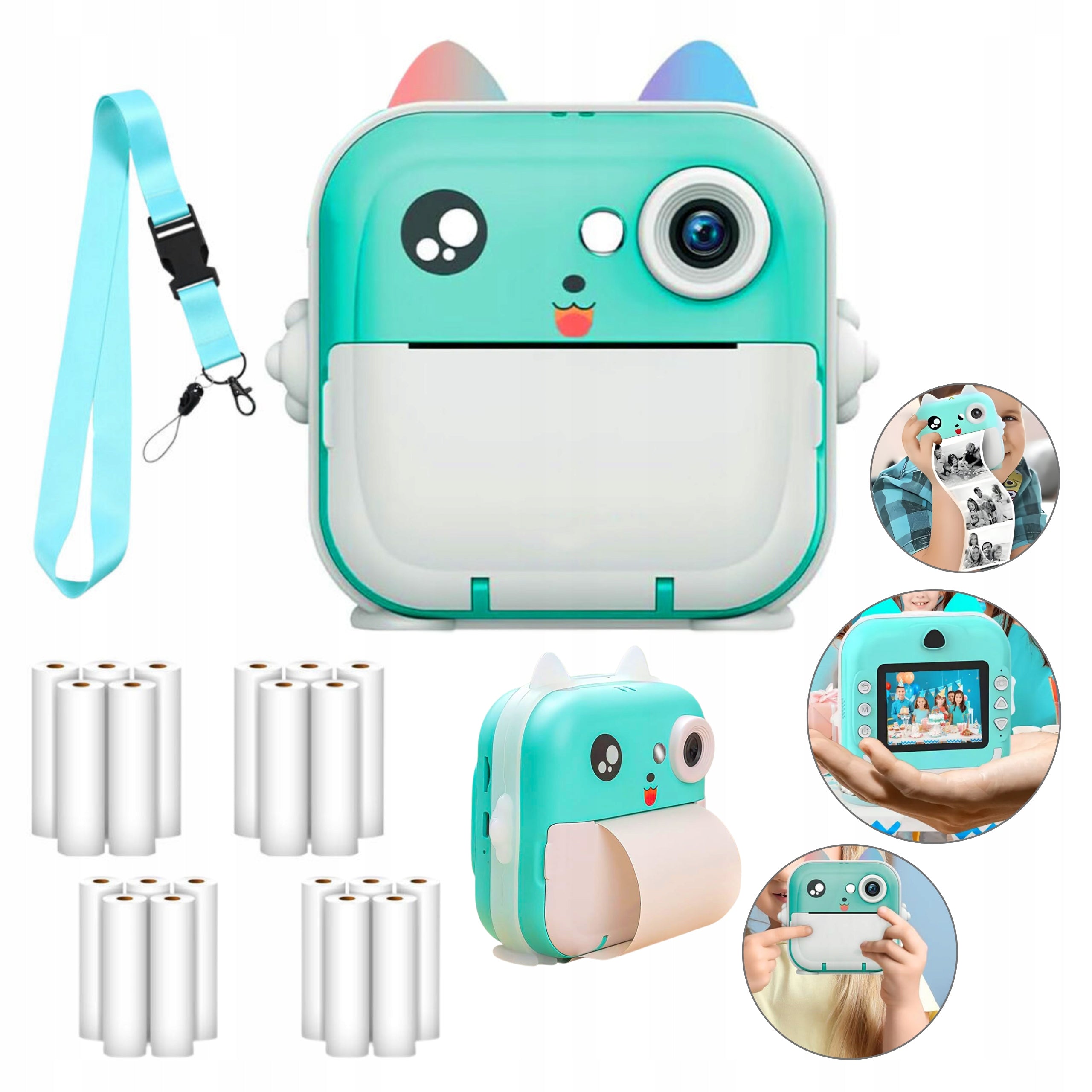 Camera Instant Portable Photo Printer 23 Rolls Blue